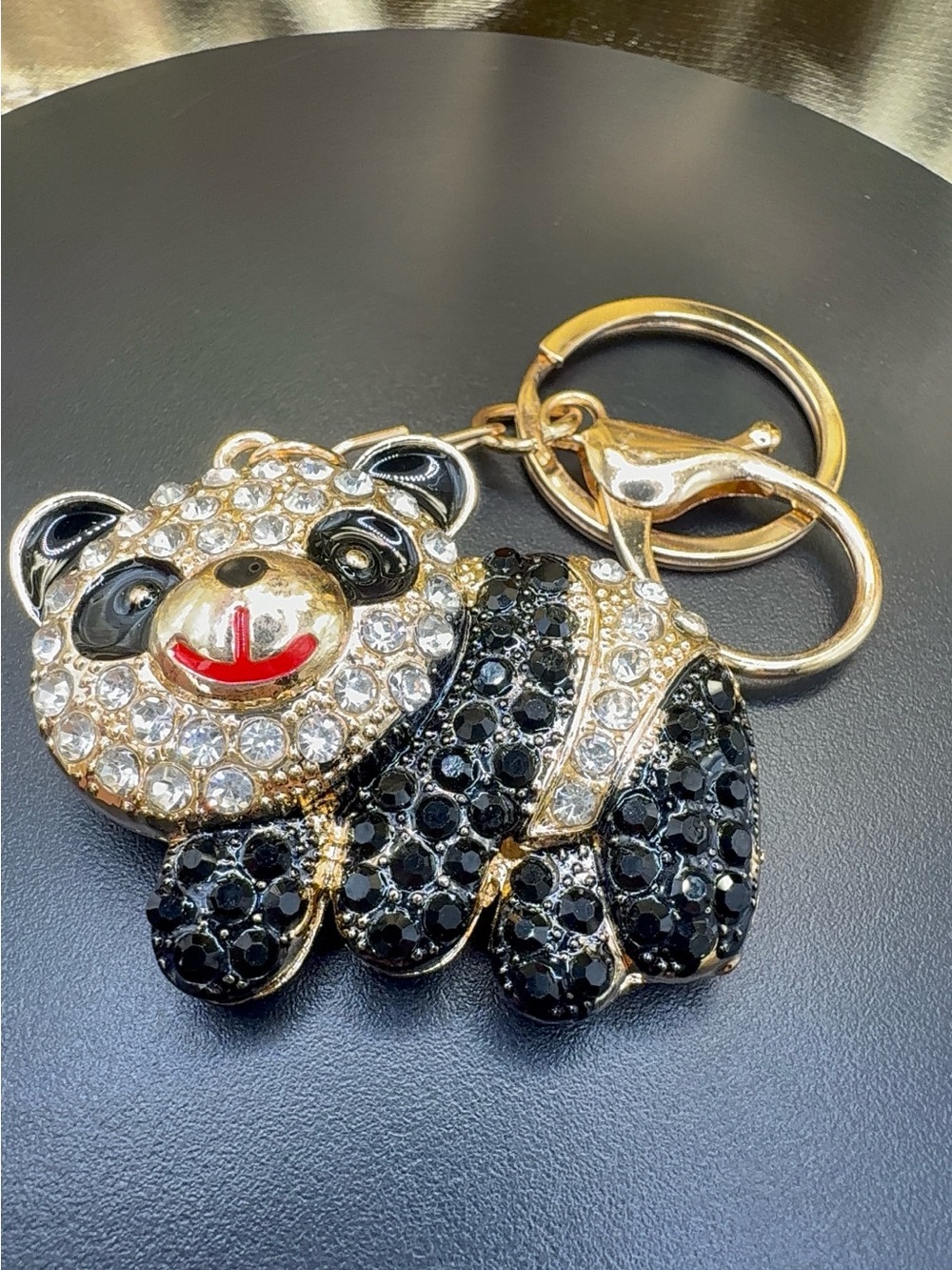 Crystal Panda Keychain - Black & White Sparkle